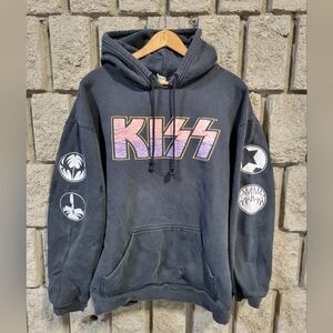 Kiss Sweater Men’s L Black Pullover Vintage Y2K 2002 Sleeve Logos